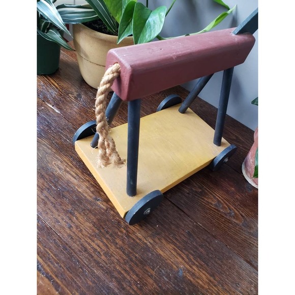 Wood Horse on wheels | Nursery Decor | vintage handmade doll toy Push Toy - Picture 2 of 6